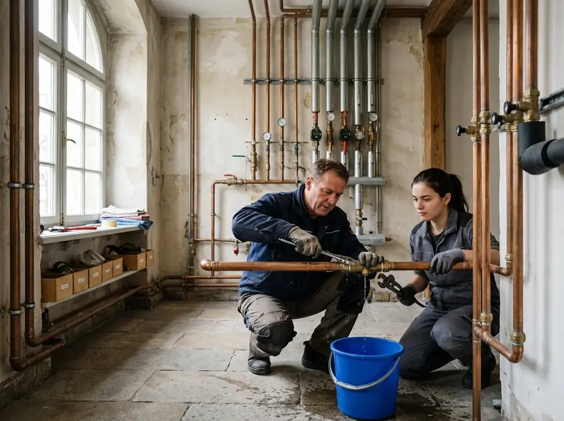 Zdjęcie poglądowe: hydraulik — praca w toku